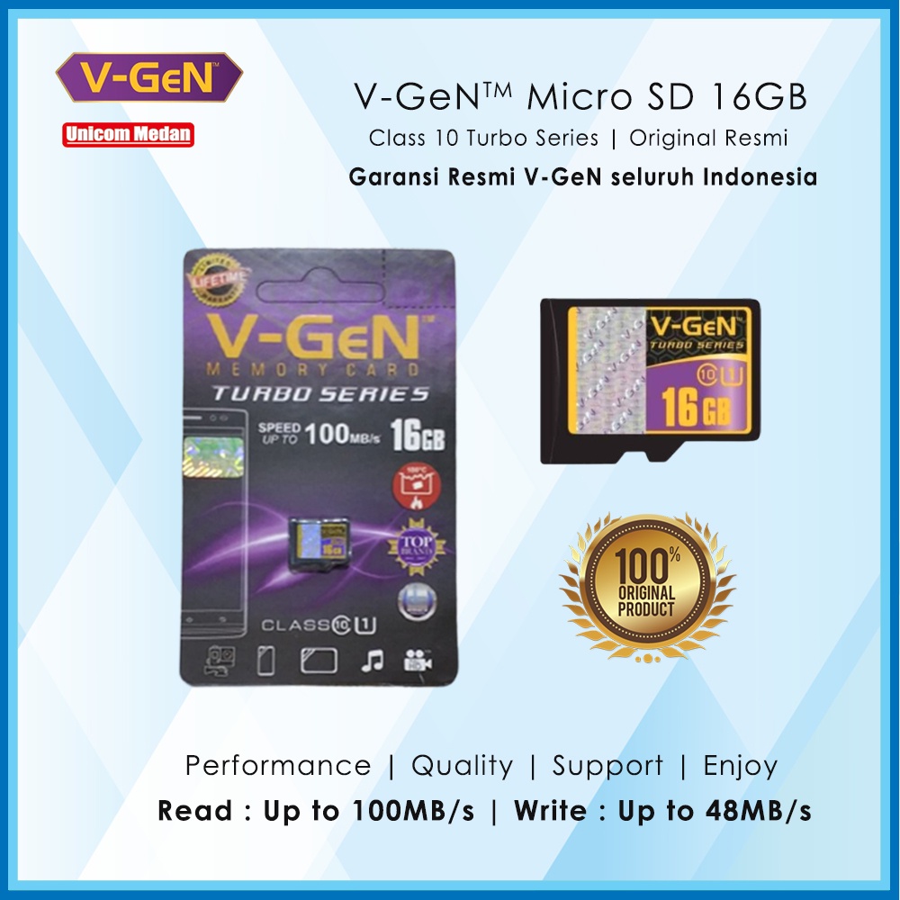 V-gen Micro SD 16 GB VGEN 16GB Class 10 TURBO Memory Card Non Adapter