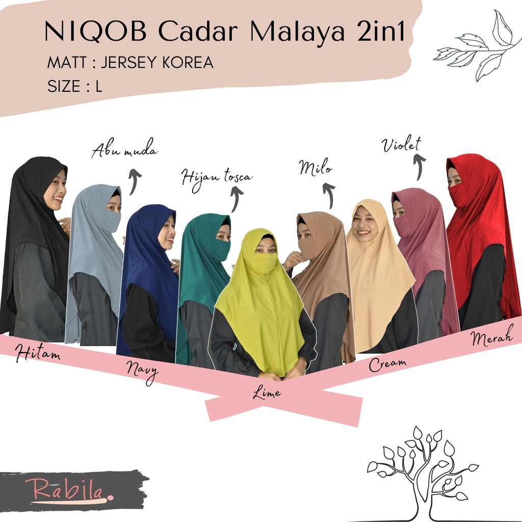 TOKODENAY - HIJAB MASKER - NIQAB MALAYA 2IN1 - BAHAN JERSEY - JILBAB WANITA MUSLIMAH - BEST SELLER