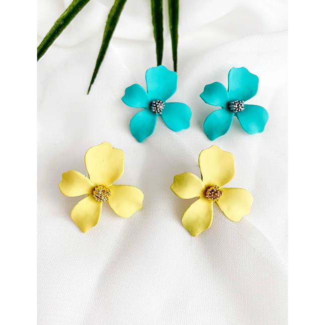 LRC Anting Tusuk Fashion Alloy Square Flower Earrings F78839