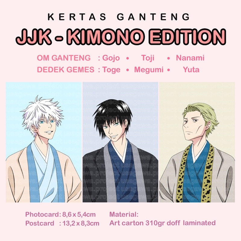 kertas Ganteng Photocard/Postcard Anime Manga Jujutsu Kaisen (JJK) Gojo Toji Nanami Inumaki Toge Fus