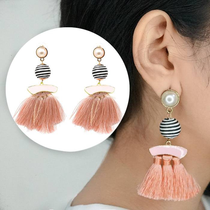 Tassel Earrings Ball Diamond Hooks 032FF3r
