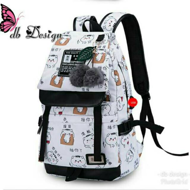 RLY68 Backpack motip car japan /tas ransel sekolah/tas murah / FREE BONEKA /BISA BAYAR DITEMPAT