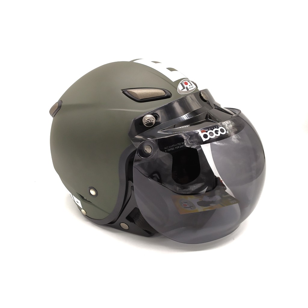 Helm JPN MOMO + Kaca Bogo Bubble ORIGINAL ( Helm Klasik / Helm Vespa )