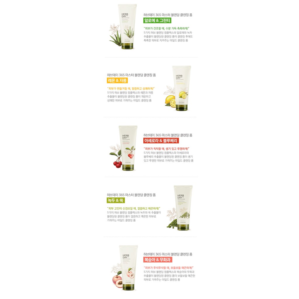 THE FACE SHOP - Herb Day 365 Master Blending Cleansing Foam 170g New Pack