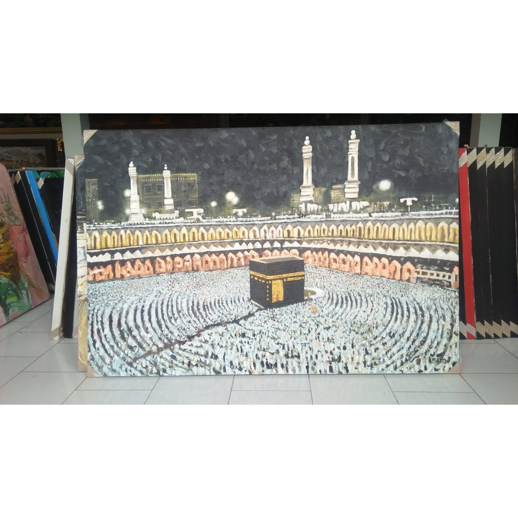 lukisan kanvas kabah mekah 100x120 cm RD dsw4