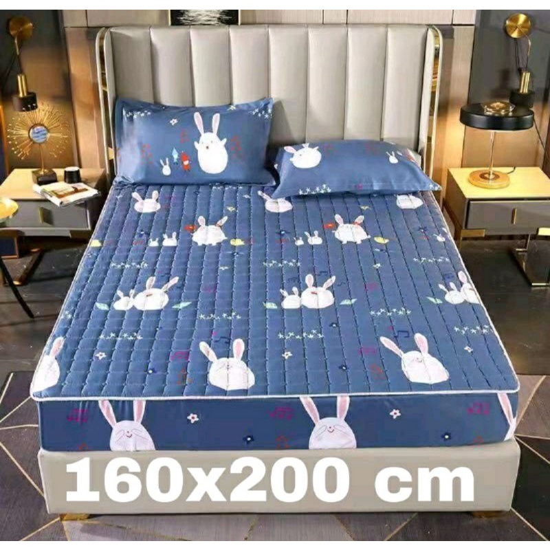 Sprei Sultan Waterproof anti ompol anti tahan air size 160×200 120×200 Seprei Adem full Karet-Wterpof- Rabit mewah