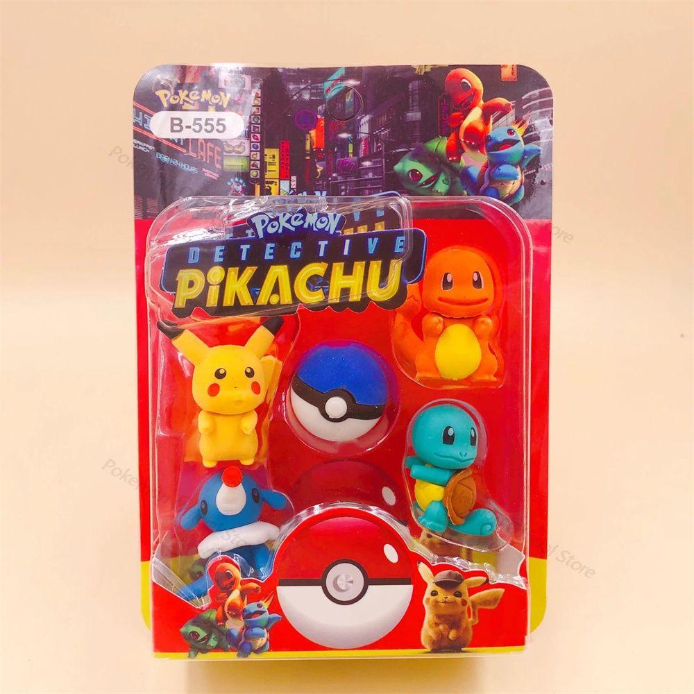 Lanfy 5pcs / Kotak Penghapus Bentuk Pokemon Untuk Stationery Pelajar