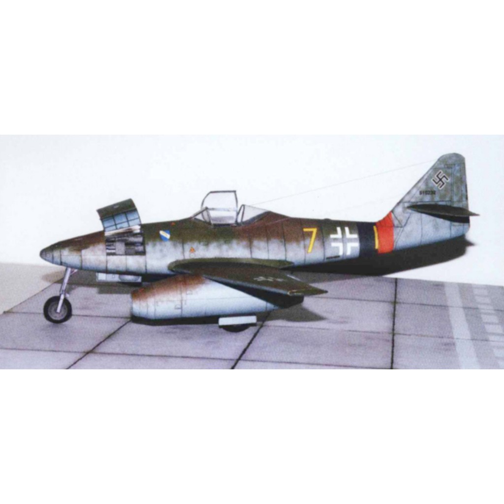 DIY Model Kertas Perang Dunia II Pesawat Termpur Jet Jerman Messerschmitt Me-262 Schwalbe