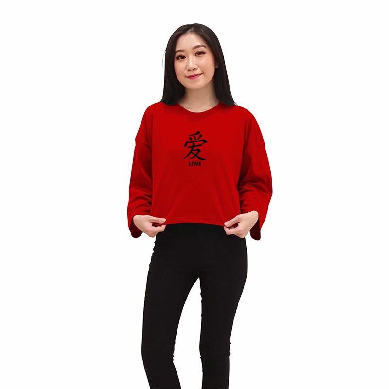 Crop Top Wanita/Crop Top Aksara Love / Crop Top Trend/ Baju Crop Top / Pakaiaan Wanita/ Baju Wanita