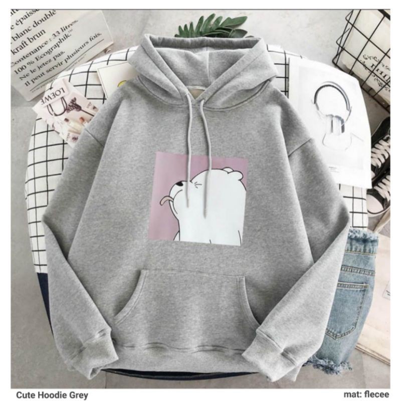 Sweater BERUANG ICE / Cute Hoodie Pria Wanita Bahan Fleece Ukuran S M L XL XXL XXXL