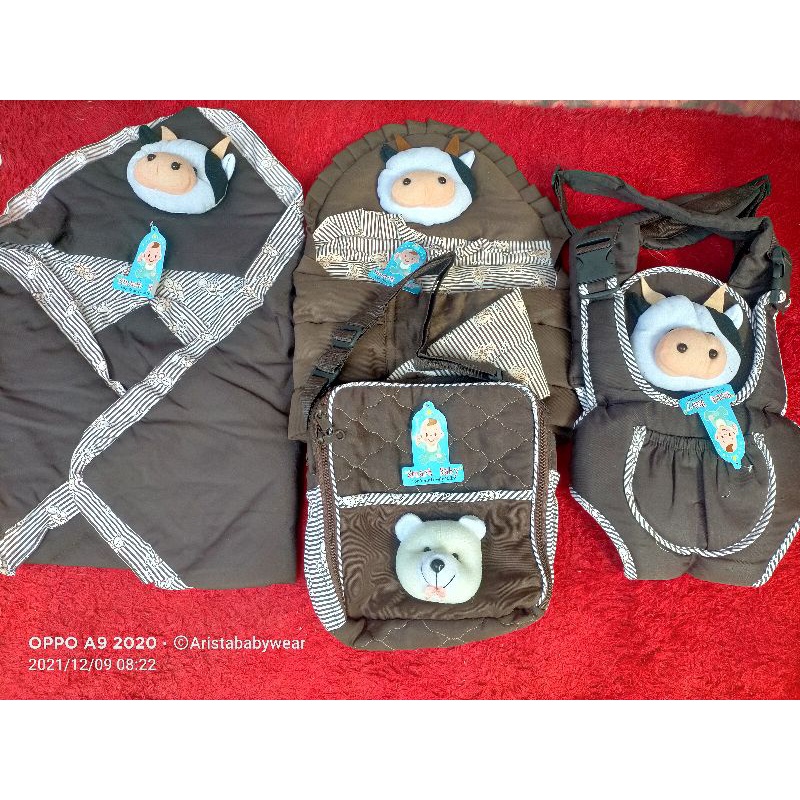 TERMURAH !!! SET PERLENGKAPAN BAYI (PAKET HEMAT 5in1)-Coklat tanpa kasur