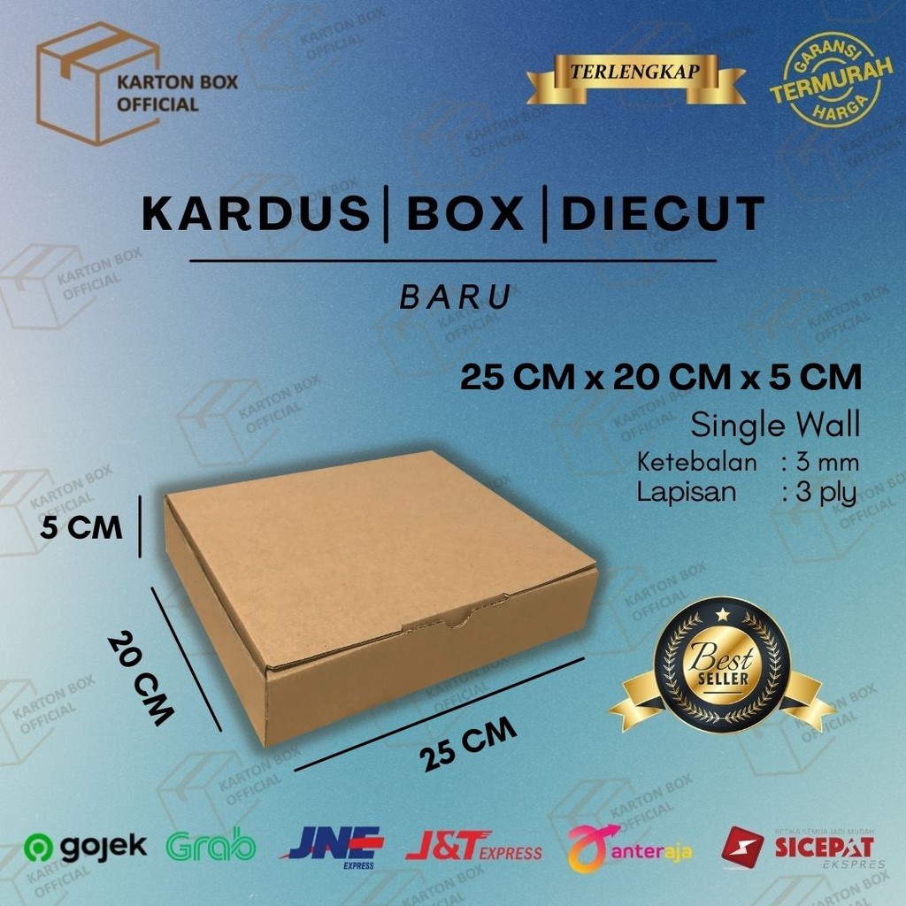 

Kardus Box Die Cut 25x20x5 CM Kotak Dus Packing Pizza Baru Polos