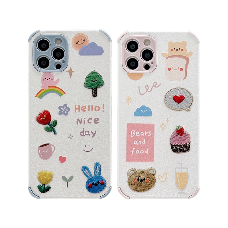 Casing Tpu Samsung A52 A32 A72 A12 A20S A02S A50 A10S J7 Prime A51 J2 Prime A10 A125 A30 A50S A30S A20 M40S M10 M10S A205 M02S A025 F02S A305 M12 F12 OPPO A15 A15S A54 A7 A5S A12 A9 A5 A53 A33 2020 Motif Cartoon Flower Lamb Skin leather Soft Case-8