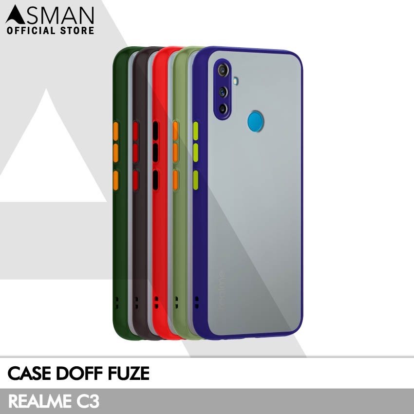 Asman Case Realme C3 Doff Fuze Premium Shield Protector