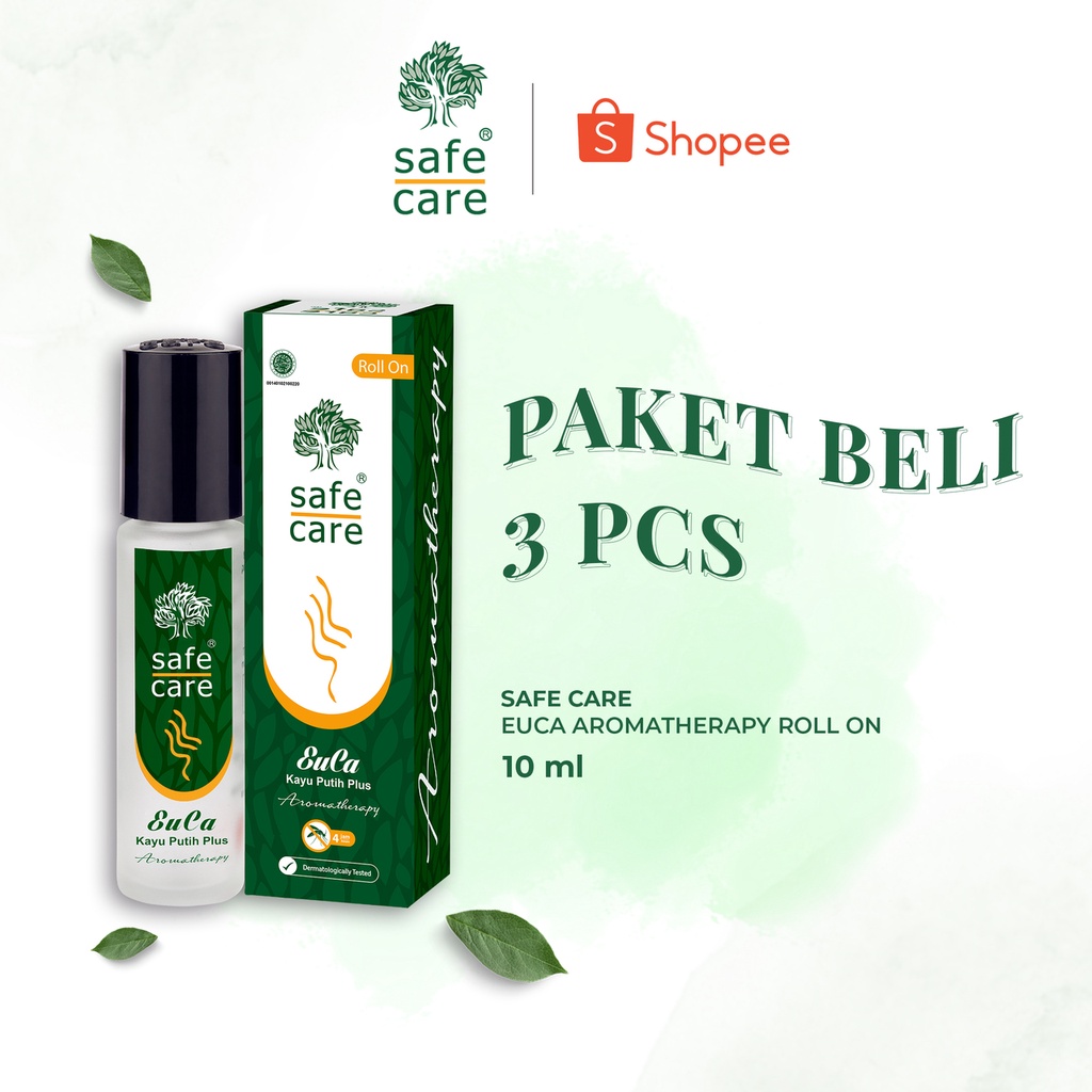 PAKET BELI 3 PCS Safe Care Minyak Kayu Putih Euca Aromatherapy Roll On 10 ml