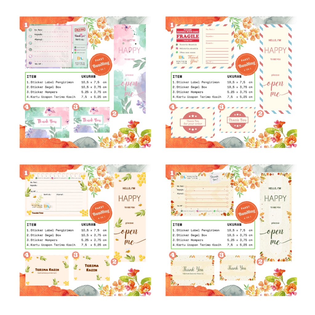 

Paket Bundling Sticker Label Pengiriman & Thank You Card Olshop