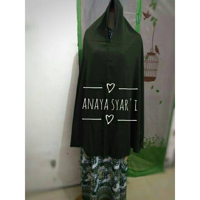 set gamis wolfis kombi motif batik syari jilbab cadar tali