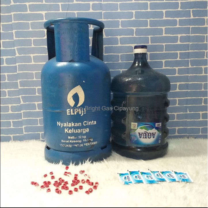 

PAKET GAS ELPIJI 12 KG PLUS ISI + AQUA GALON ISI