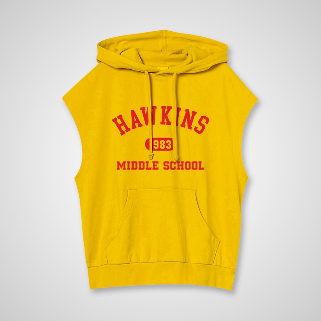 SLEEVELESS HOODIE ROMPI HAWKINS MIDDLE SCHOOL - VEST ATASAN  TERLARIS