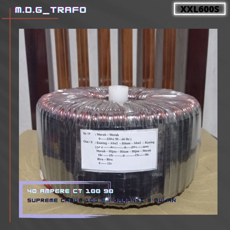 trafo toroid donat 40A CT 100v - 90v murni