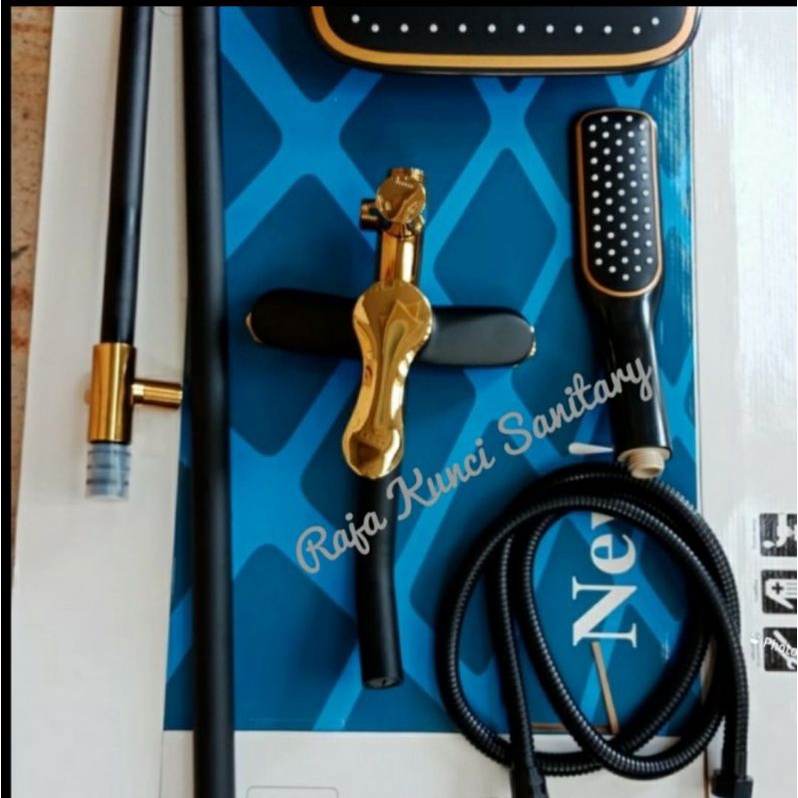 Shower Tiang/Kran Mixer/Panas Dingin/Shower Set/Stainless Hitam/Black