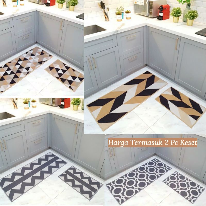 Keset Karpet Dapur Sultan Minimalis Modern Tebal Dapet 2 Karpet (40x60cm &amp; 50x120cm) Anti Slip / Karpet Dapur Kekinian / Kitchen Set