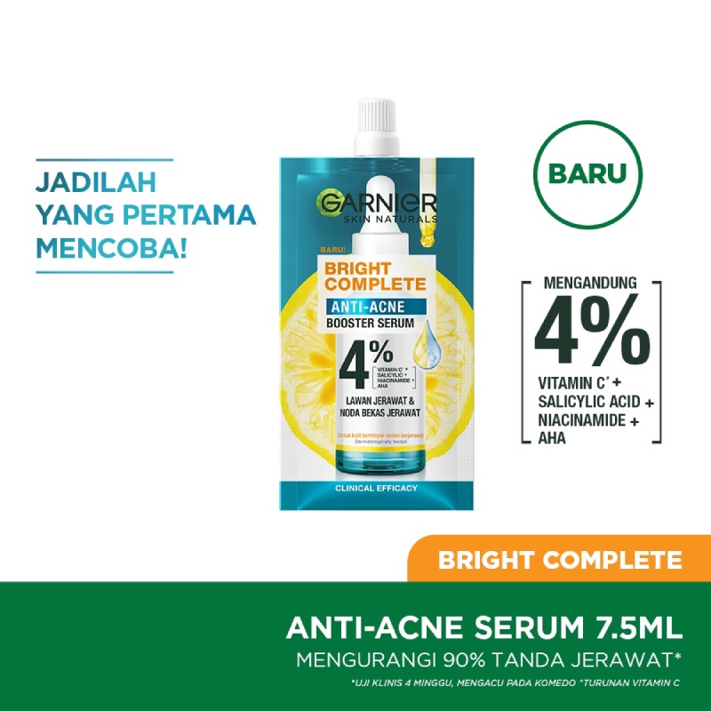☘️Yuri Kosmetik☘️ Garnier Bright Complete 3in1 Anti Acne Serum 7,5ml / Serum Anti Jerawat 7.5ml