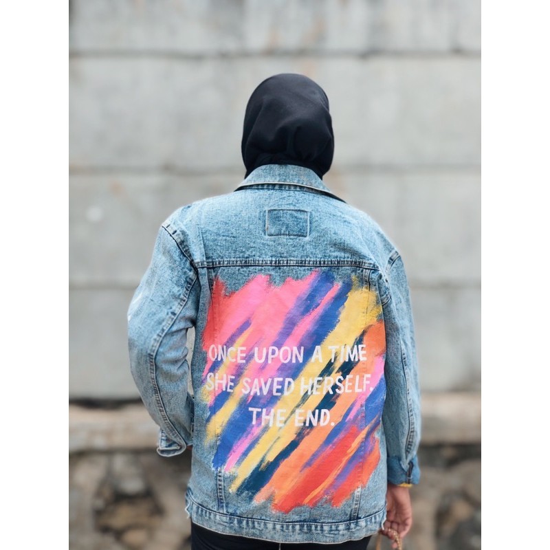 Painting denim jacket/ jaket jeans lukis
