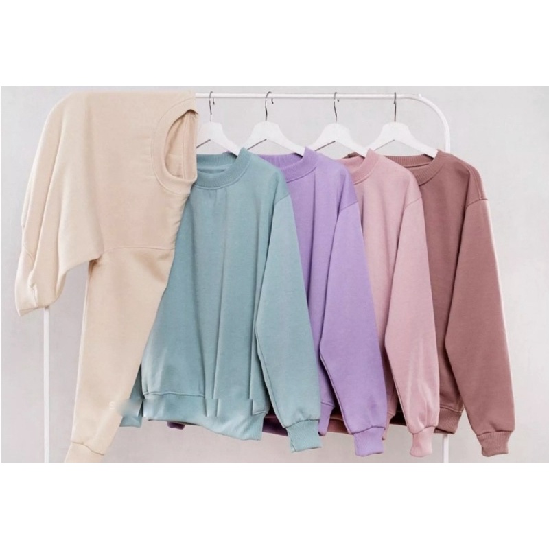 SWEATER CREWNECK POLOS PRIA &amp; WANITA BAHAN FLEECE