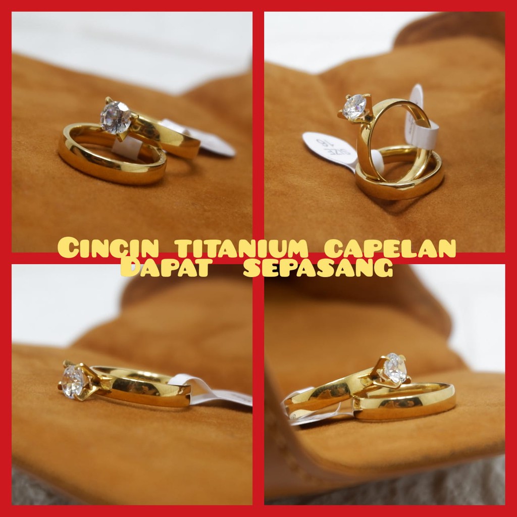 [Bayar DiTempat] Cincin Couple Pria Wanita Titanium Dapat 2 pcs cincin Tunangan Korea Asli Terbaru