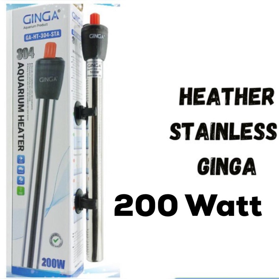 HEATER STAINLESS GINGA 200 Watt - Pemanas Suhu Air Aquarium 200W