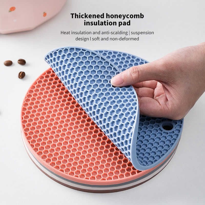 Silicone Mat Tatakan Silikon Bulat Panci tahan panas Tatakan Panci Silicone Mat tahan panas bentuk bulat Serbaguna