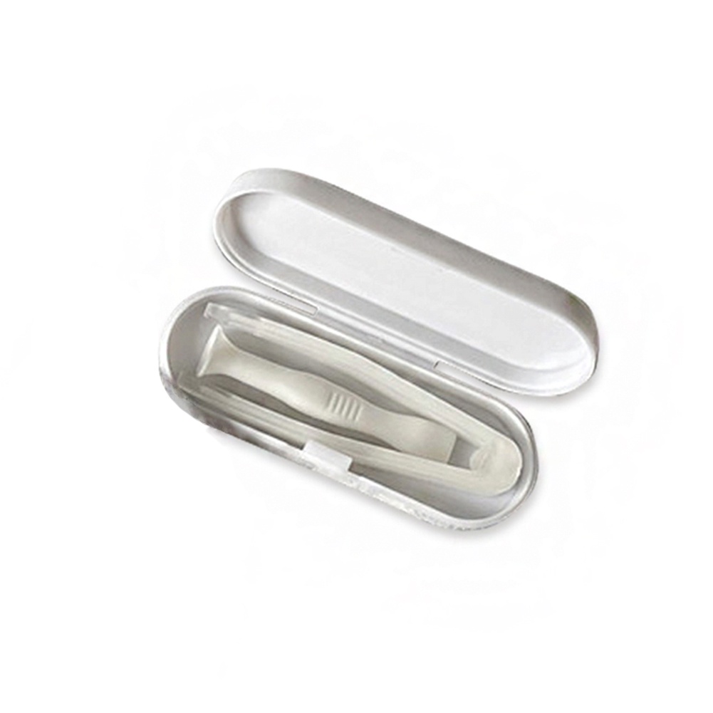 Set Pinset + Case + Klip Penjepit Lensa Kontak Portable Warna Krem