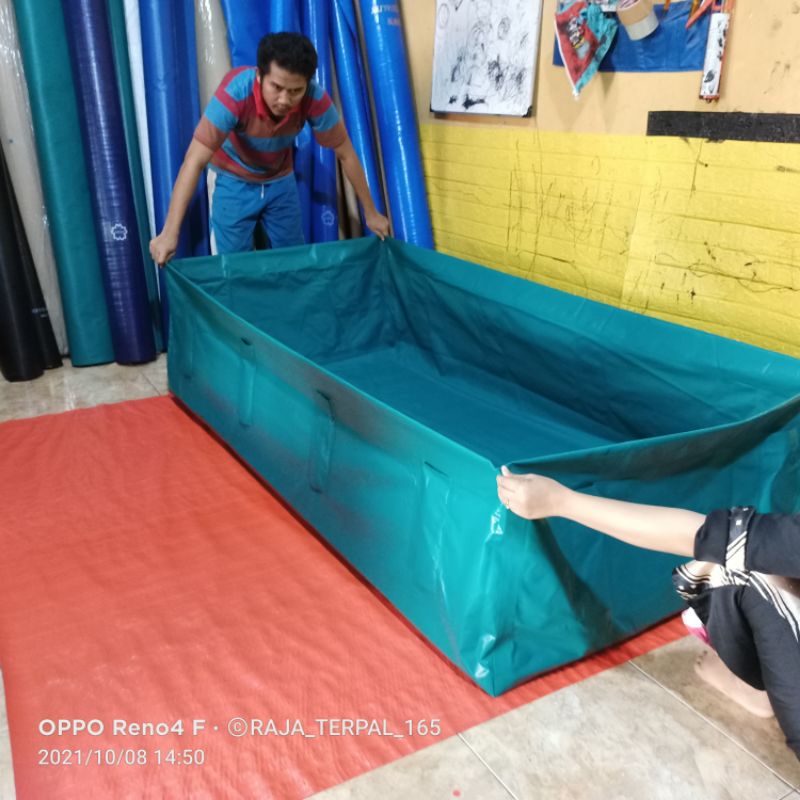 KOLAM TERPAL SLOT PIPA 220X100X50 PVC ORCHID +PEMBUANGAN AIR