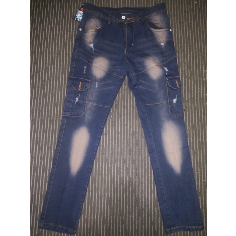 Celana Crago JEANS Pria Sobek Jins Kargo Cowok Premium Original Kreator Apparel Denim