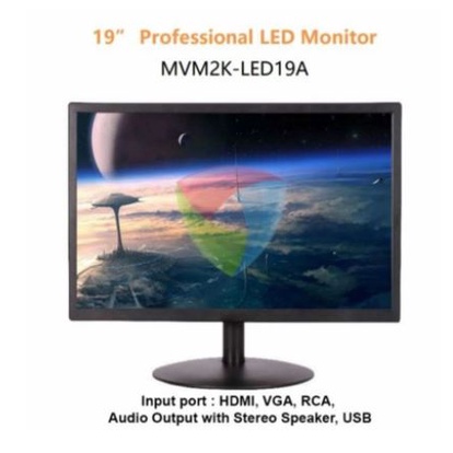 Led Monitor megavision 19 inch 1080p HD 5ms vga hdmi bnc Usb audio Rca 3 mvm2k-led19a