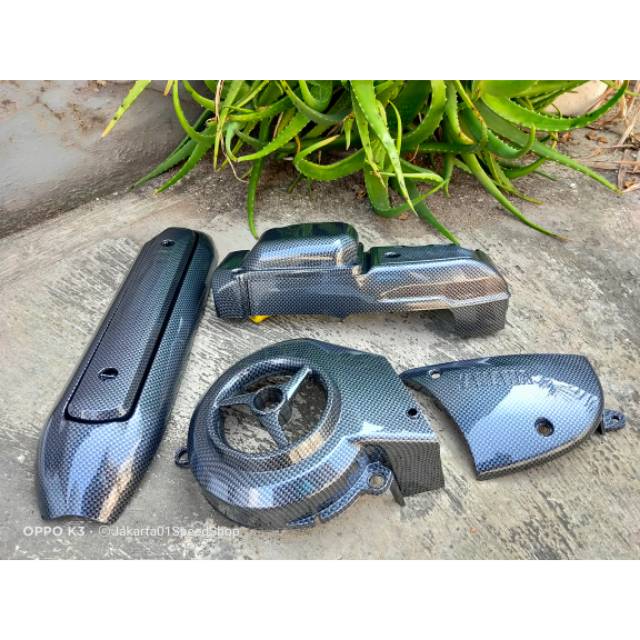 Paket Cover Tutup Pelindung Kipas Knalpot Cvt Mio Karbon Hitam Carbon Wtp Mio Smile Mio Sporty Miomx Shopee Indonesia