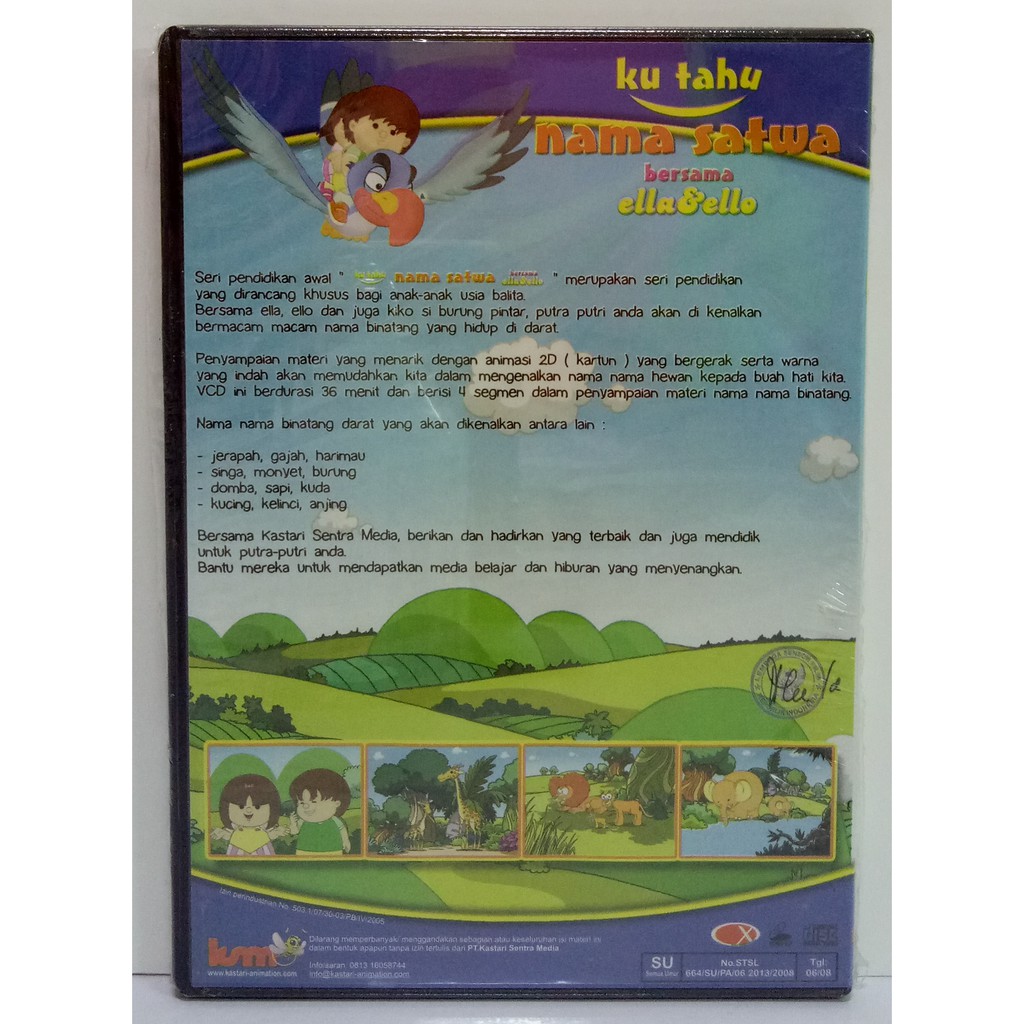 VCD Edukasi Anak Original Ku Tahu Nama Satwa Bersama ELLA & ELLO