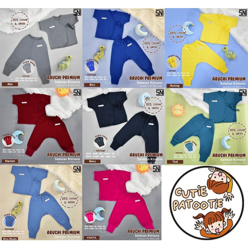 SETELAN PIYAMA BAYI NEWBORN ANAK BARU LAHIR TANGAN PENDEK CELANA PANJANG ARUCHI KIMONO PREMIUM 2IN1