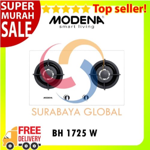 Kompor Tanam Modena Built-In Hob Gas 70 Cm 2 Tungku BH 1725 W PUTIH