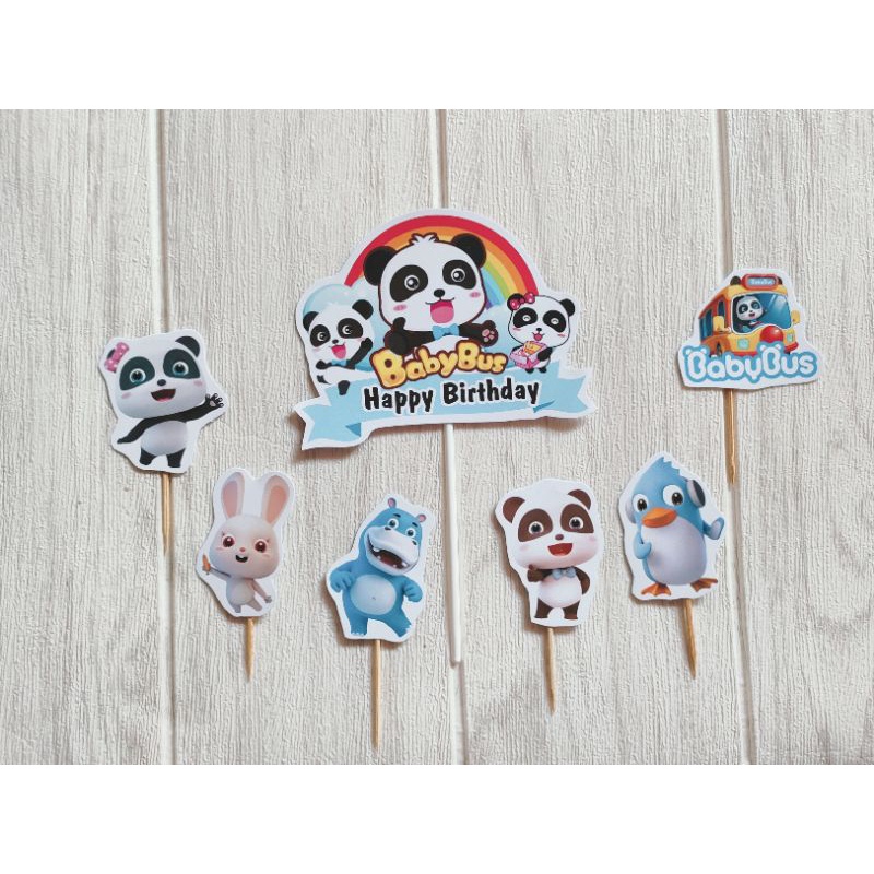 isi 7 hiasan kue ulang tahun cake topper karakter Baby Bus BabyBus