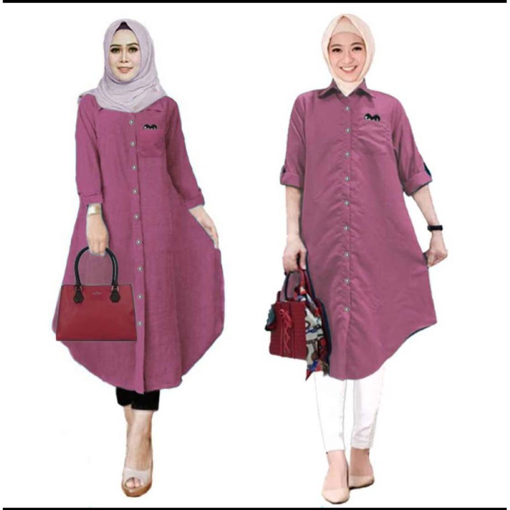 LVB Baju Atasan Tunik Wanita LONG TUNIC POCKET PLY / Tunik Panjang uk. L - XL - XXL / 17656 17659