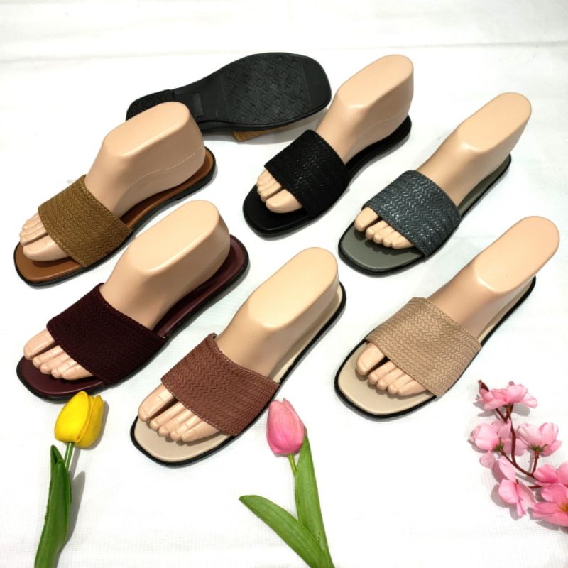 sandal wanita murah Felonie WB Selop Rajut halus Import terbaru turki