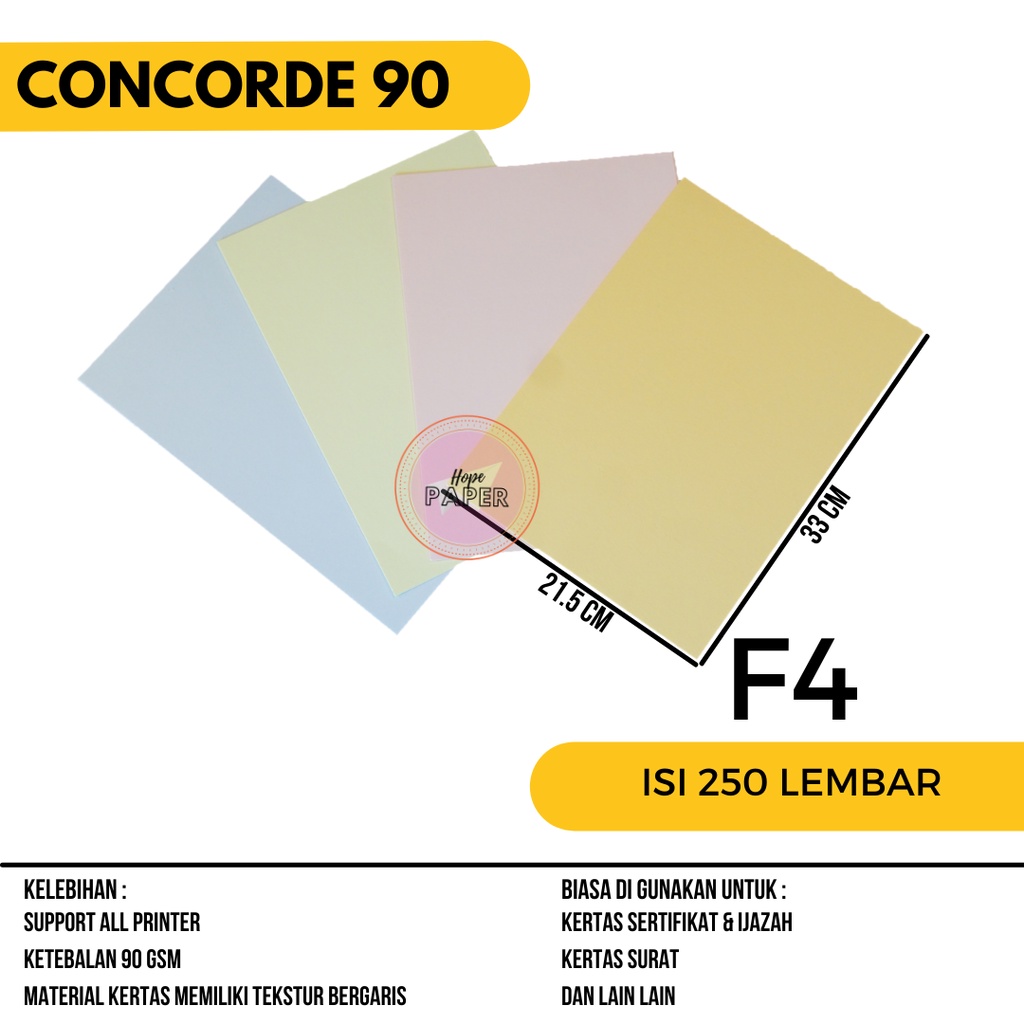 

Kertas Concorde F4 90gr isi 250 lembar / Kertas Concorde F4 90 gr