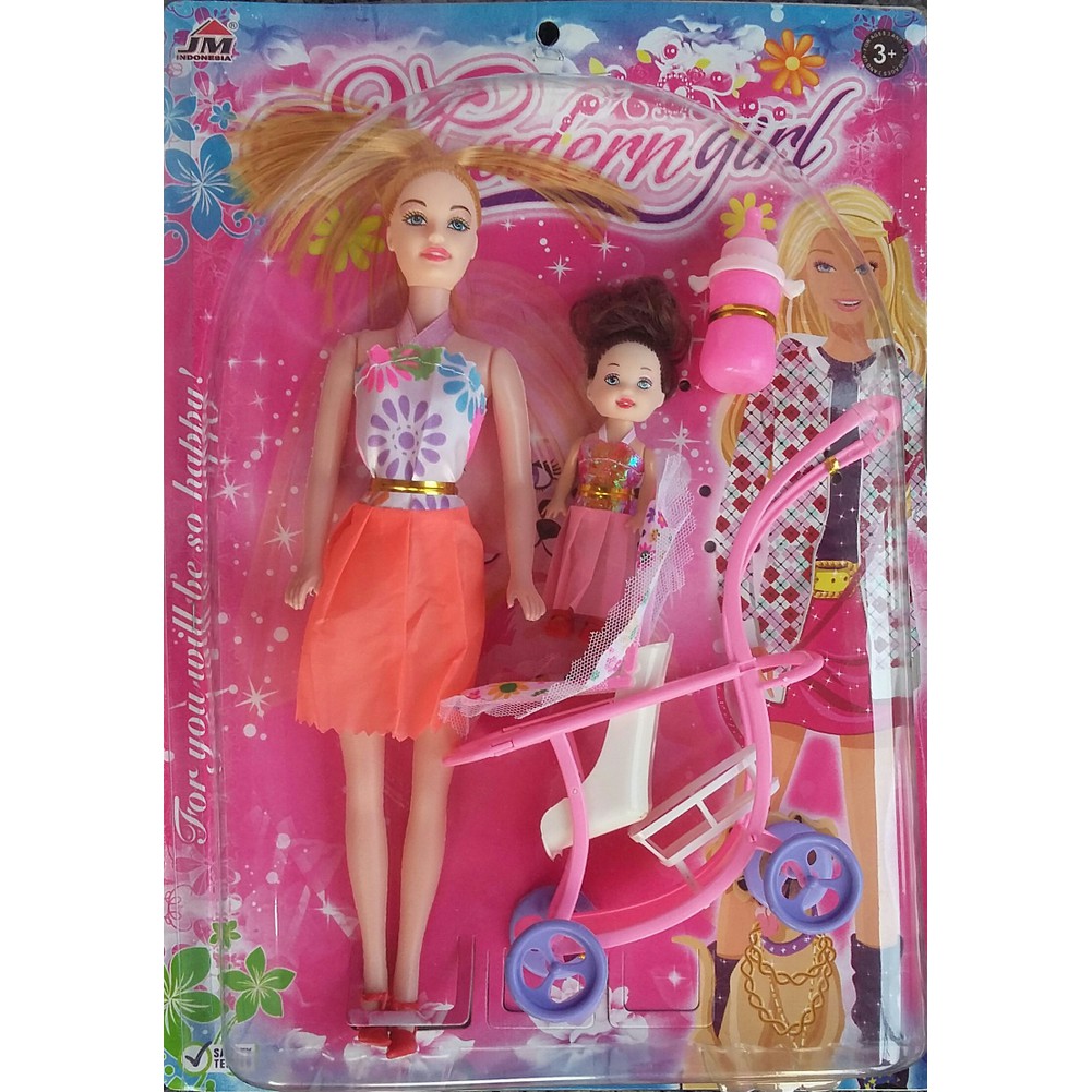 Mainan Barbie dilengkapi Stroler dan Asesoris