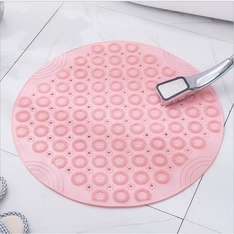 PVC Round Shower Bath Mat / Keset Kamar Mandi Bulat Anti Slip Suction Cup