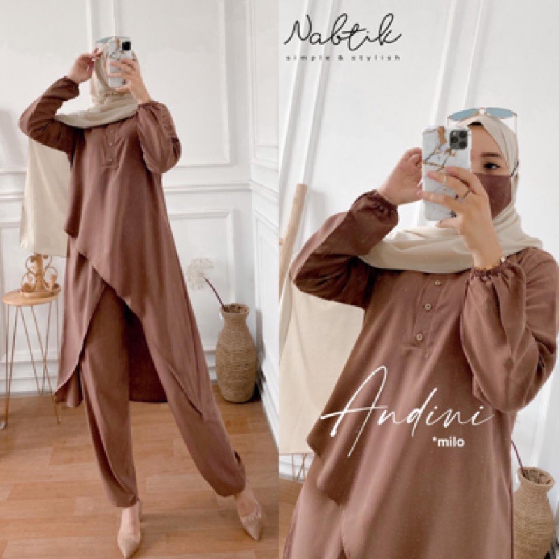 [DRY] ANDINI ONE SET ORI NABTIK BAHAN KATUN IMPORT ADEM FREE MASKER