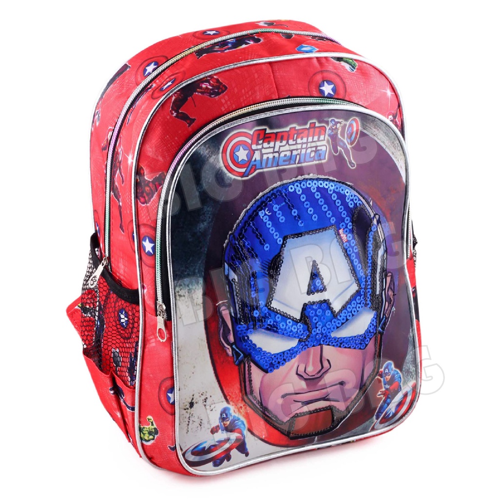 Tas Anak Laki Laki Karakter ULTRAMEN / CAPT AMERICA EXTRA - THE FORBIDDEN - RANSEL LED + BOTOL Minum