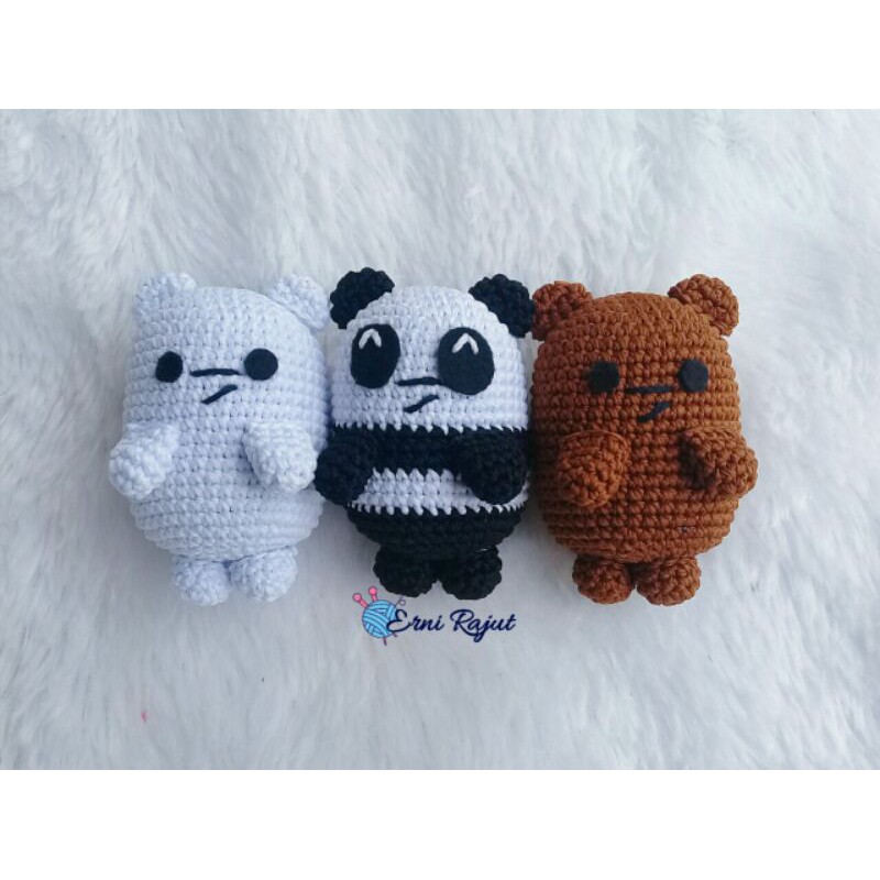 Gantungan kunci boneka rajut we bare bear / ice bear / panda / bear