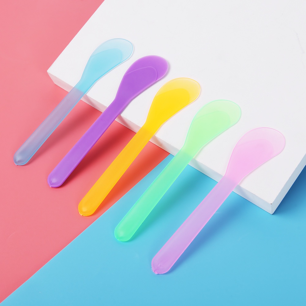 10pcs / Set Sendok Spatula Pengaduk Masker Bahan Plastik Bentuk Kipas Untuk Perawatan Kulit Wajah